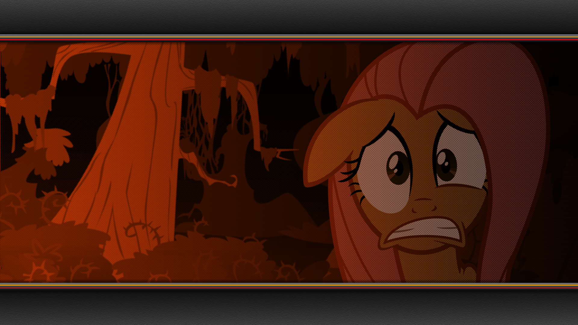 Fluttershy on nightmare night wallpaper by Kraysee, rhubarb-leaf and Tajarnia