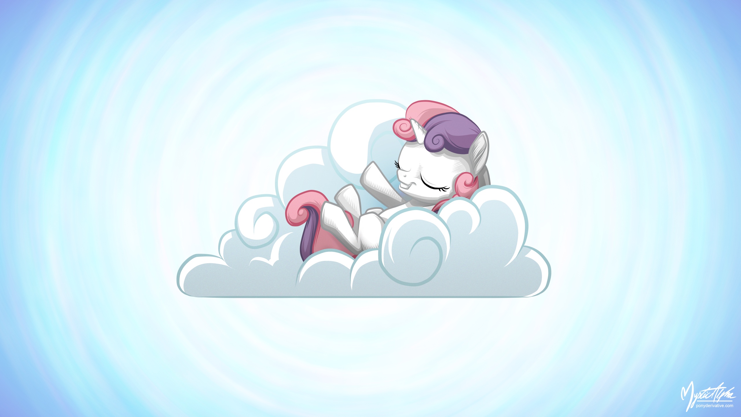 Sweetie Belle on a Cloud 16.9 by mysticalpha