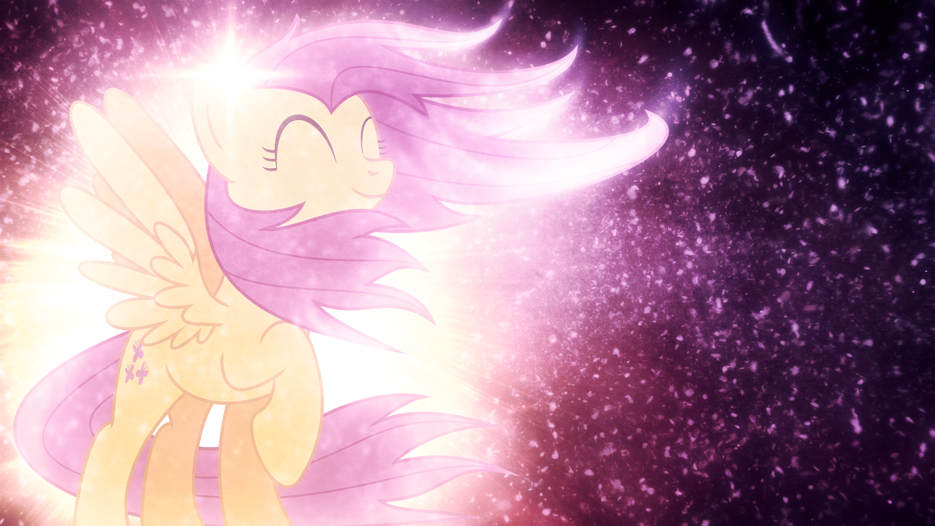 Fluttershy in the Wind - Wallpaper by MysteriousKaos and Tzolkine