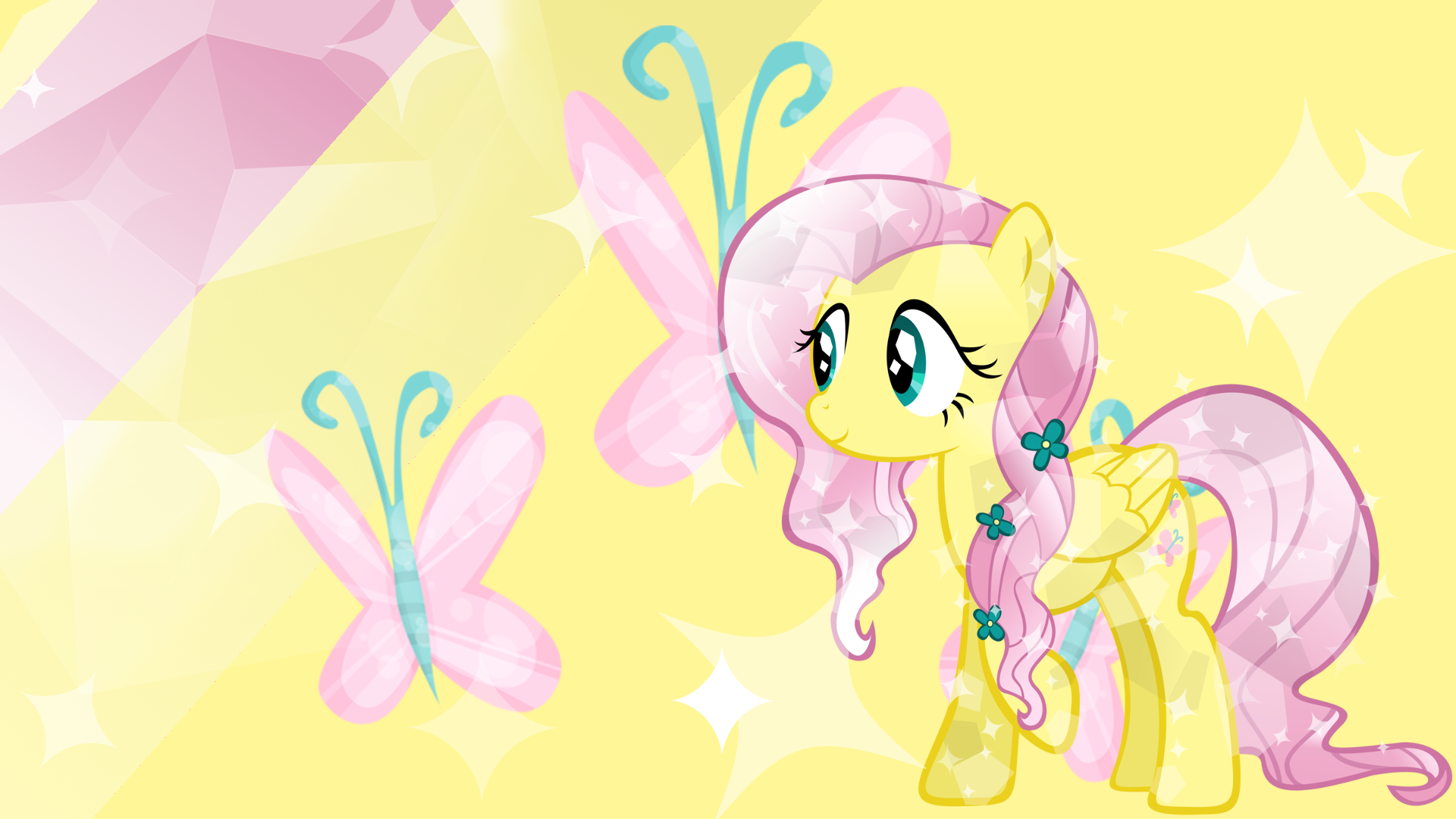 - Crystal Fluttershy Wallpaper - by KibbieTheGreat, Ponyphile and Zaeinn