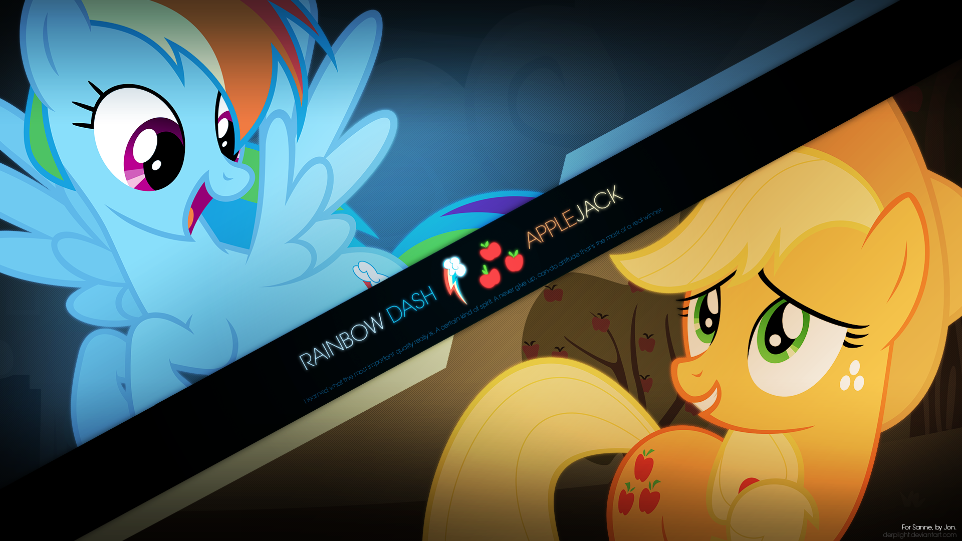 Rainbow Dash and Applejack by BronyB34r, DerpLight, Flizzick, xPesifeindx and Zvn