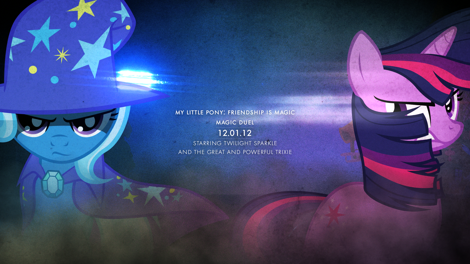 Twilight Sparkle + Trixie - Magic Duel (Wallpaper) by drewdini, impala99, Ninga-Bob, prillosaurus-rex and Stardust-R3x