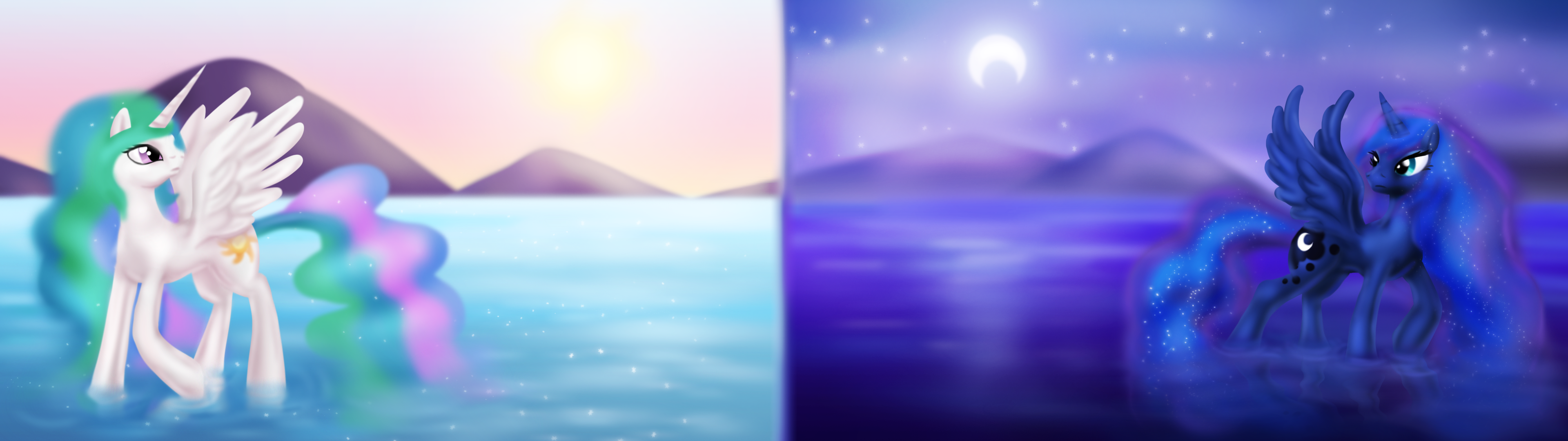 Daybreak and Midnight over the Lake 1080p by Zedrin