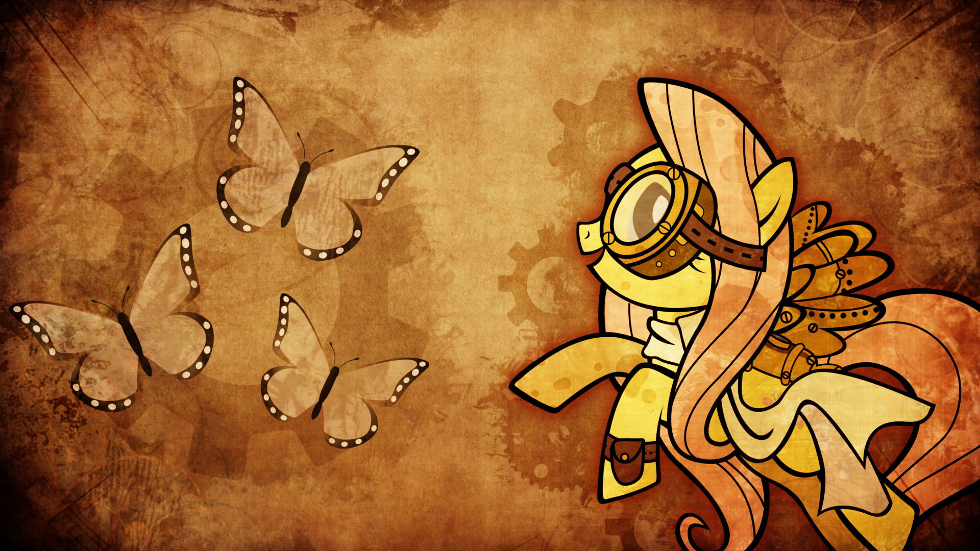 Steampunk Fluttershy Wallpaper by arghus, Jmanzor, mowza2k2 and UP1TER
