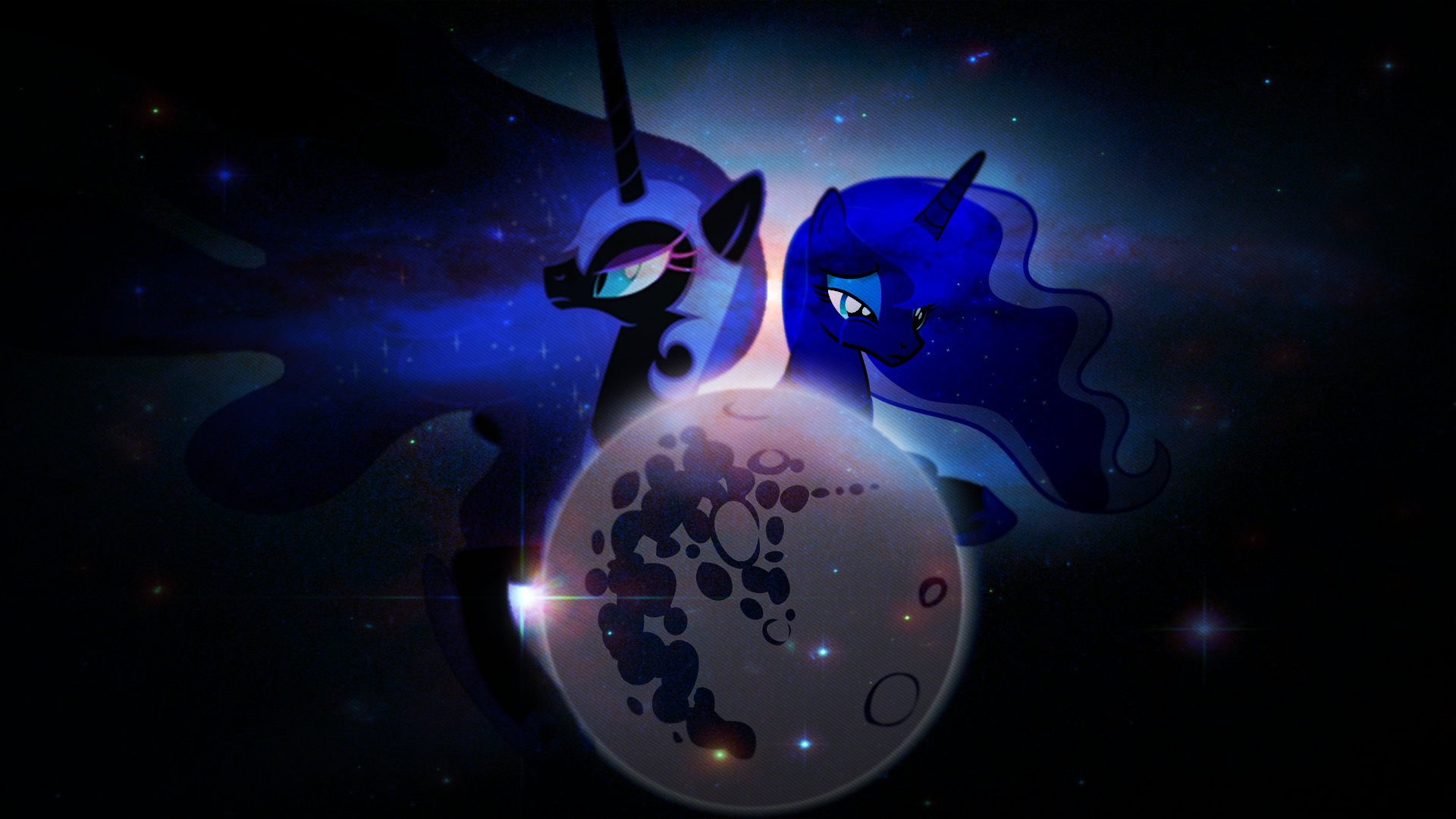 MLP:FiM Princess Luna and Nightmare Moon Wallpaper by Proenix, Stabzor, TigresToku and Zoxxiify