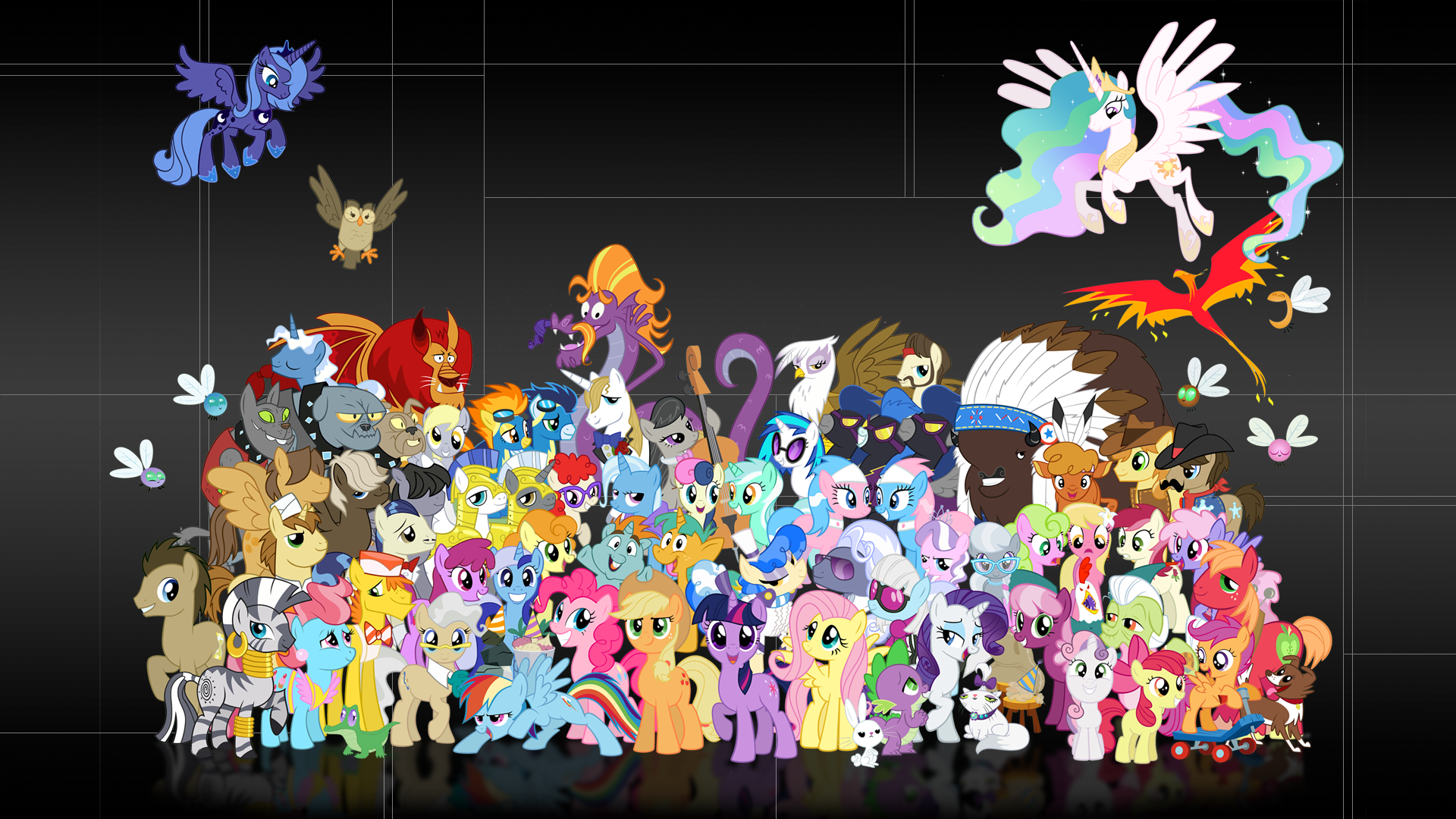 Everypony Background by Blackm3sh, Dentist73548, MaximillianVeers, metalbeersolid, MoongazePonies, NightmareMoonS, Qsteel, SirPayne and Spaceponies