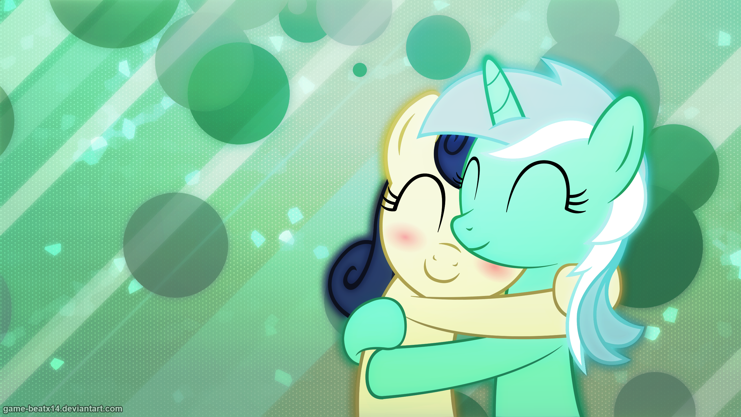 Lyra and Bon Bon Cuddles by ArtPwny and Game-BeatX14