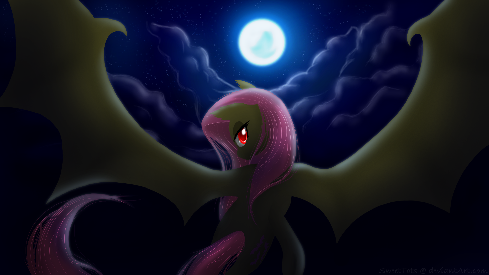 Flutterbat in the Moonlight by SweetTots