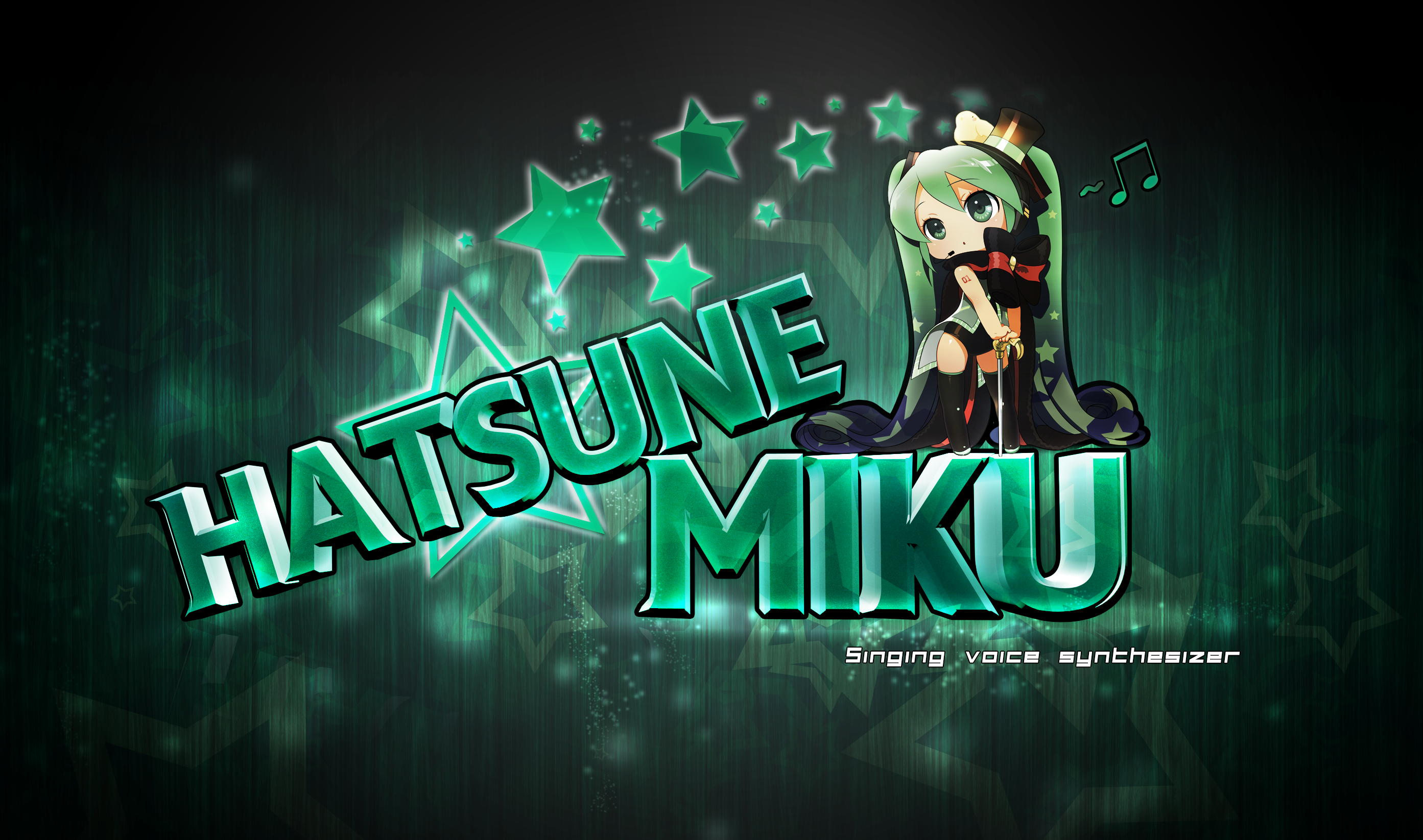 Hatsune Miku Stars Logo/Wallpaper by Kiwaso